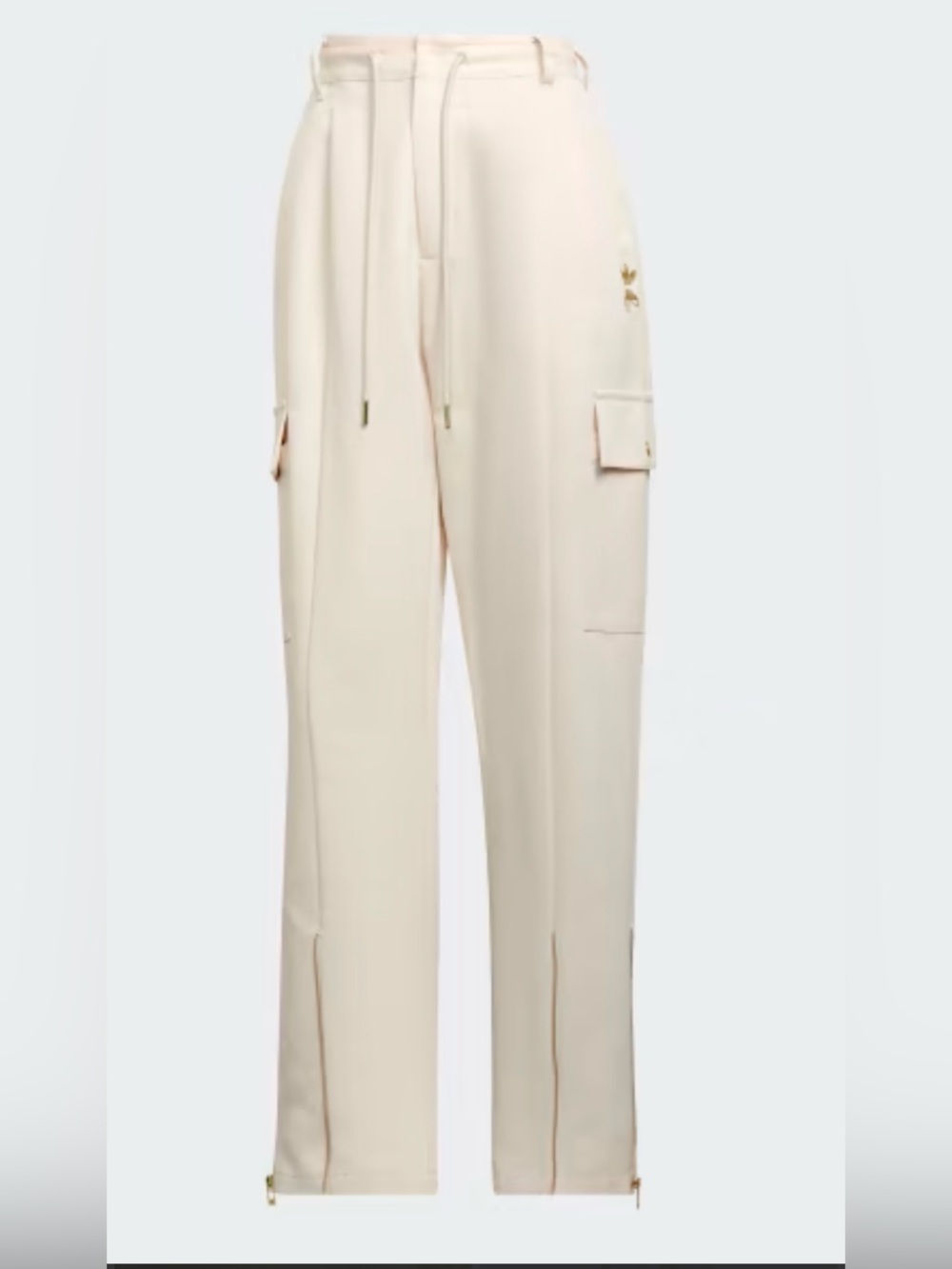 Adidas Women's Cream Cargo Jogger Pants, leg zipper, Small